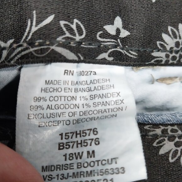 2980 Size 18W Lee Riders No Gap Waistband Crochet Trim Flare Leg Jeans - Picture 5 of 5